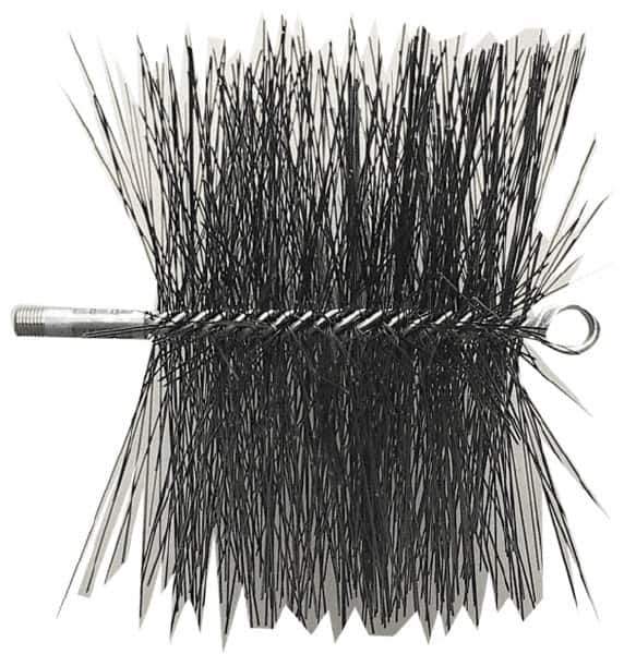 Schaefer Brush - 8" Square, Dense Steel Wire Chimney Brush - 1/4" NPSM Male Connection - All Tool & Supply