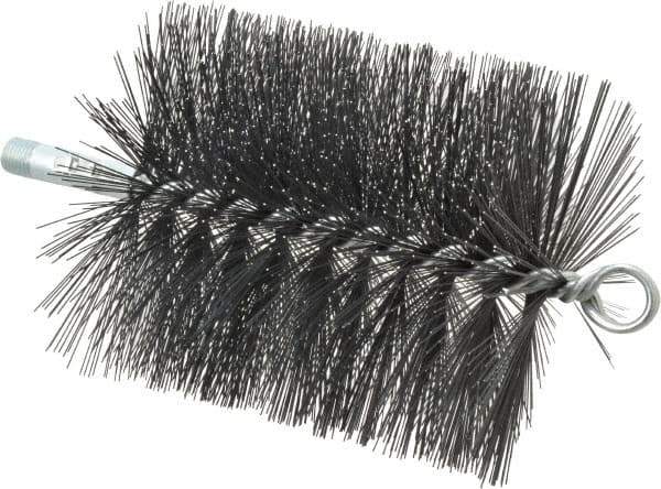 Schaefer Brush - 5" Diam Round, Tempered Steel Wire Chimney Brush - 1/4" NPSM Male Connection - All Tool & Supply