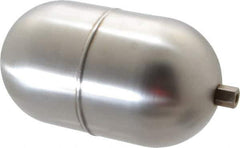 Made in USA - 4" Diam x 7" Long, Oblong, Hex Spud Connection, Metal Float - 1/4-20 Thread, Stainless Steel, 150 Max psi, 19 Gauge - All Tool & Supply