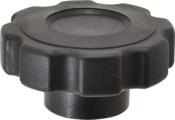 Gibraltar - 2.48" Head Diam, 8 Point Lobed Knob - 3/8-16 Hole, Polypropylene Inner/TPE Overmold, Black - All Tool & Supply