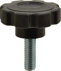 Gibraltar - 2.48" Head Diam, 8 Point Lobed Knob - 1/2-13 Stem, Polypropylene Inner/TPE Overmold, Black - All Tool & Supply