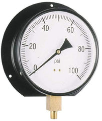 Value Collection - 6" Dial, 1/4 Thread, 0-15 Scale Range, Pressure Gauge - Lower Connection, Rear Flange Connection Mount, Accurate to 3-2-3% of Scale - All Tool & Supply