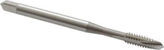 OSG - #8-32 UNC, 3 Flute, Bright Finish, Vanadium High Speed Steel Spiral Point Tap - Plug Chamfer, Right Hand Thread, 2-1/8" OAL, 3/4" Thread Length, 0.168" Shank Diam - Exact Industrial Supply