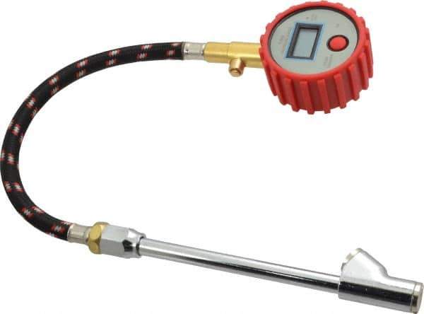 Value Collection - 0 to 100 psi Digital Tire Pressure Gauge - CR2032 Lithium Battery, 9' Hose Length, 0.5 psi Resolution - All Tool & Supply