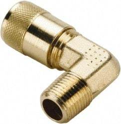 Parker - 1/8-27 Male Pipe, 500 Max psi, 1/4" Tube OD, Forged Male Elbow Access Valve - Brass - All Tool & Supply