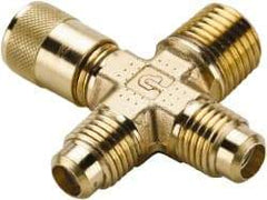 Parker - 1/4-18 Male Pipe, 500 Max psi, 5/16" Tube OD, Forged Male Cross Access Valve - Brass - All Tool & Supply