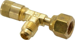 Parker - 500 Max psi, 1/4 Tube OD, Forged Flared Female Run Swivel Tee Access Valve - Brass - All Tool & Supply