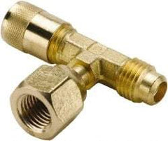 Parker - 500 Max psi, 1/4 Tube OD, Forged Flare Female Branch Tee Access Valve - Brass - All Tool & Supply