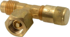 Parker - 500 Max psi, 1/4 Tube OD, Forged Flare Female Branch Tee with Depressor Access Valve - Brass - All Tool & Supply