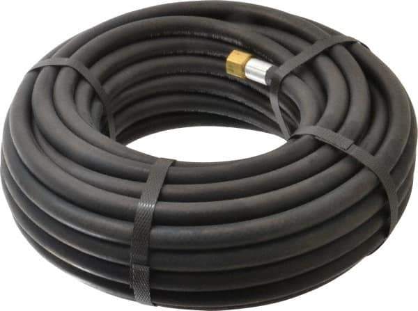 Alliance Hose & Rubber - 1/4" ID x 1/2" OD 50' Long Multipurpose Air Hose - MNPT x FNPT(Swivel) Ends, 200 Working psi, -40 to 190°F, 1/4" Fitting, Black - All Tool & Supply