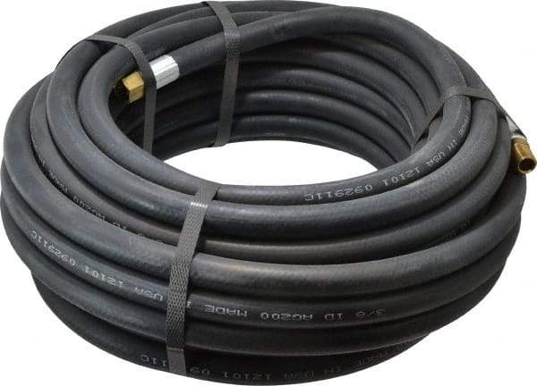 Alliance Hose & Rubber - 3/8" ID x 23/32" OD 50' Long Multipurpose Air Hose - MNPT x FNPT(Swivel) Ends, 200 Working psi, -40 to 190°F, 1/4" Fitting, Black - All Tool & Supply