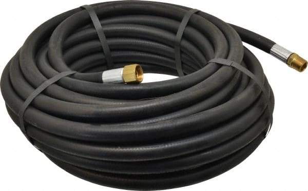 Alliance Hose & Rubber - 3/8" ID x 23/32" OD 50' Long Multipurpose Air Hose - MNPT x FNPT(Swivel) Ends, 300 Working psi, -40 to 190°F, 3/8" Fitting, Black - All Tool & Supply