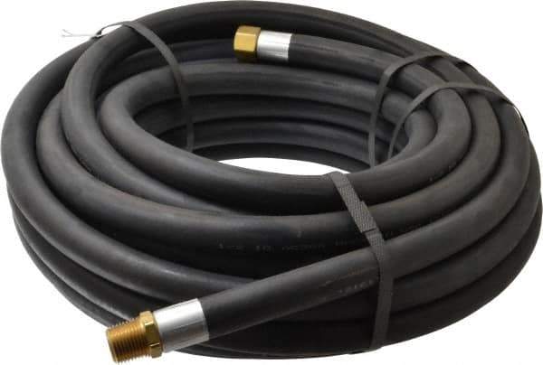 Alliance Hose & Rubber - 1/2" ID x 27/32" OD 50' Long Multipurpose Air Hose - MNPT x FNPT(Swivel) Ends, 300 Working psi, -40 to 190°F, 1/2" Fitting, Black - All Tool & Supply