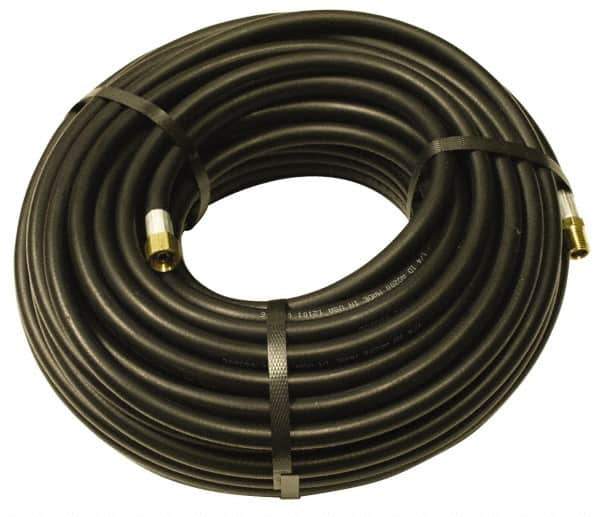 Alliance Hose & Rubber - 1/4" ID x 1/2" OD 100' Long Multipurpose Air Hose - MNPT x FNPT(Swivel) Ends, 200 Working psi, -40 to 190°F, 1/4" Fitting, Black - All Tool & Supply