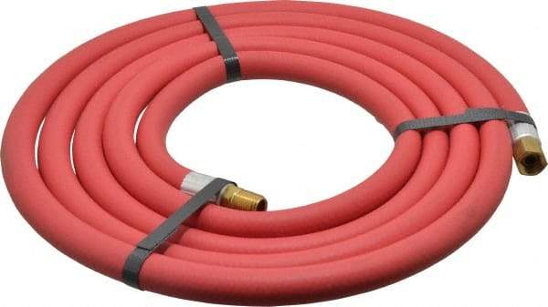 Alliance Hose & Rubber - 3/8" ID x 23/32" OD 10' Long Multipurpose Air Hose - MNPT x FNPT(Swivel) Ends, 300 Working psi, -40 to 190°F, 3/8" Fitting, Red - All Tool & Supply