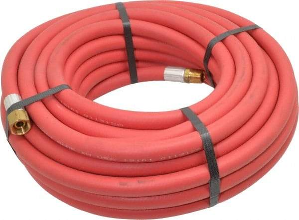 Alliance Hose & Rubber - 3/8" ID x 23/32" OD 50' Long Multipurpose Air Hose - MNPT x FNPT(Swivel) Ends, 300 Working psi, -40 to 190°F, 3/8" Fitting, Red - All Tool & Supply