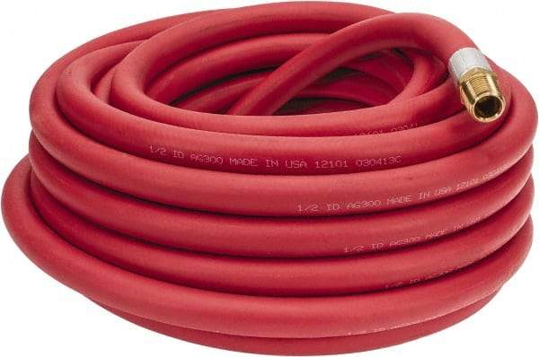 Alliance Hose & Rubber - 1/2" ID x 27/32" OD 50' Long Multipurpose Air Hose - MNPT x FNPT(Swivel) Ends, 300 Working psi, -40 to 190°F, 1/2" Fitting, Red - All Tool & Supply