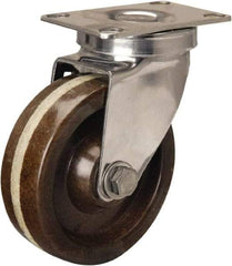 Hamilton - 4" Diam x 1-1/4" Wide x 5-1/8" OAH Top Plate Mount Swivel Caster - Phenolic, 300 Lb Capacity, Plain Bore Bearing, 2-3/8 x 3-5/8" Plate - All Tool & Supply