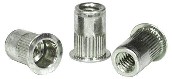 RivetKing - #6-32, 0.08 to 0.13" Grip, 17/64" Drill, Aluminum Standard Rivet Nut - Uncoated, Countersunk Head - All Tool & Supply