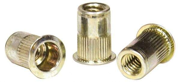 RivetKing - 0.02 to 0.13" Grip, Steel Standard Rivet Nut - Zinc Yellow Dichromate Finish, Full Head Head - All Tool & Supply