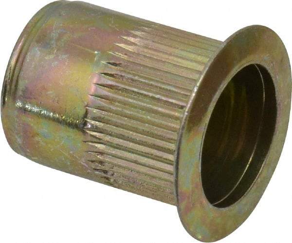 RivetKing - 3/8-16, 0.027 to 0.15" Grip, Steel Standard Rivet Nut - Zinc Yellow Dichromate Finish, Countersunk Head - All Tool & Supply