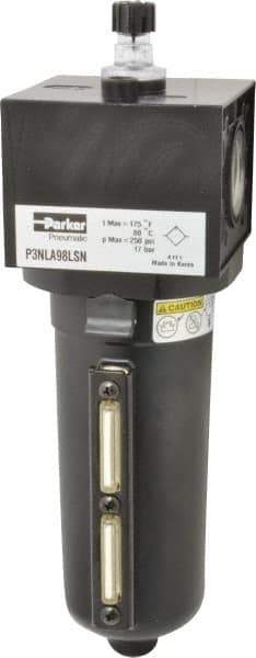 Parker - 1" NPT, 250 Max psi Heavy Duty Mist Lubricator - Metal Bowl with Sight Glass, Zinc Body, 250 CFM, 175°F Max Temp, 3.62" Wide x 11.81" High - All Tool & Supply