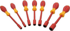 Wiha - 7 Piece 3/16 to 1/2" Insulated Nutdriver Set - Solid Shaft, Ergonomic Handle - All Tool & Supply