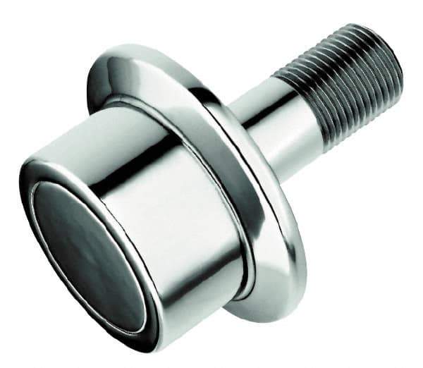 Accurate Bushing - 3-1/2" Roller Diam x 2" Width, 1-1/4" Stud Diam x 2-3/4" Length, Flanged Load Roller - Steel, 1-3/4" Thread Length, 1-1/4-12 Thread, 14,300 Lb Dynamic Cap, 16,000 Lb Static Cap - All Tool & Supply