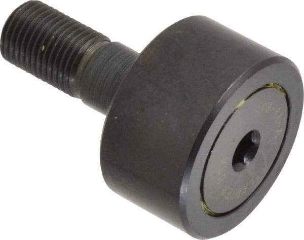 Made in USA - 1-3/8" Roller Diam x 3/4" Width, 1/2" Stud Diam x 1-1/4" Length, Stud Cam Follower - Steel, 5/8" Thread Length, 1/2-20 Thread, 3,144 Lb Dynamic Cap - All Tool & Supply