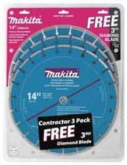 Makita - 14" Diam, 20mm Arbor Hole Diam, Wet & Dry Cut Saw Blade - Diamond-Tipped, Standard Round Arbor - All Tool & Supply