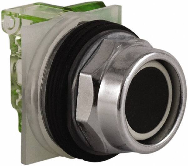 Schneider Electric - 30mm Mount Hole, Extended Straight, Pushbutton Switch with Contact Block - Black Pushbutton, Momentary (MO) - All Tool & Supply