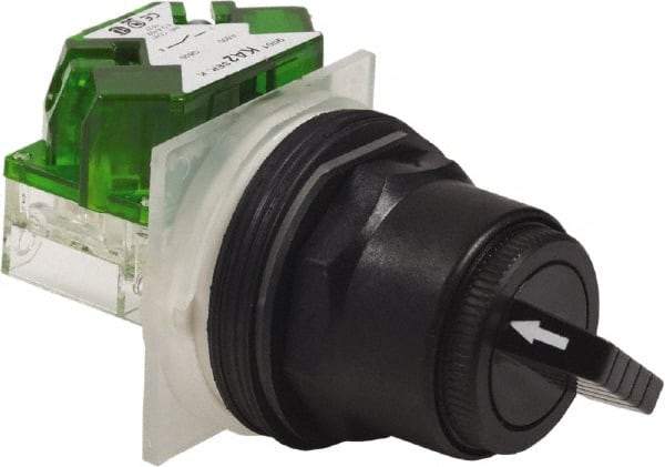 Schneider Electric - 1.18 Inch Mount Hole, 2 Position, Knob and Pushbutton Operated, Selector Switch - Black, Maintained (MA), Anticorrosive, Weatherproof, Dust and Oil Resistant - All Tool & Supply