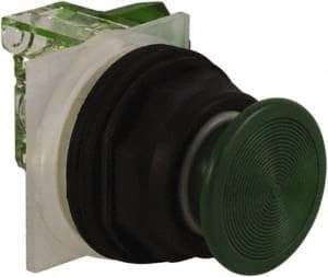 Schneider Electric - 30mm Mount Hole, Extended Straight, Pushbutton Switch with Contact Block - Green Pushbutton, Momentary (MO) - All Tool & Supply