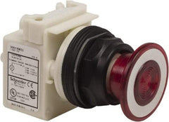 Schneider Electric - 30mm Mount Hole, Extended Straight, Pushbutton Switch Only - Red Pushbutton, Maintained (MA) - All Tool & Supply