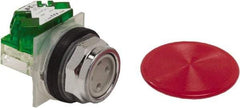 Schneider Electric - 30mm Mount Hole, Extended Straight, Pushbutton Switch with Contact Block - Red Pushbutton, Momentary (MO) - All Tool & Supply