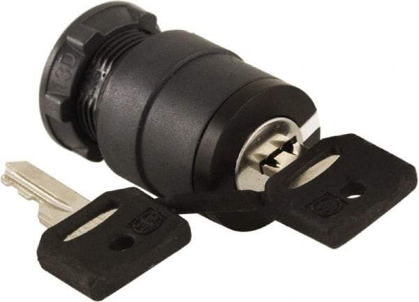 Schneider Electric - 22mm Mount Hole, 2 Position, Key Operated, Selector Switch Only - Black, Maintained (MA), Nonilluminated, Shock, Vibration and Water Resistant - All Tool & Supply