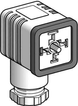 Telemecanique Sensors - 16 Amp, 4 Pin Elbowed Female Field Attachable Connector Sensor and Receptacle - 250 VAC, IP65 Ingress Rating - All Tool & Supply