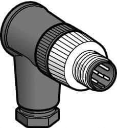 Telemecanique Sensors - 3 Amp, M12 5 Pin Elbowed Male Field Attachable Connector Sensor and Receptacle - 30 VAC, 36 VDC, IP67 Ingress Rating - All Tool & Supply