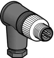 Telemecanique Sensors - 3 Amp, M12 4 Pin Elbowed Male Field Attachable Connector Sensor and Receptacle - 125 VAC, 150 VDC, IP67 Ingress Rating - All Tool & Supply