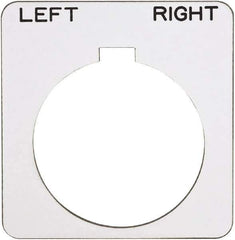 Schneider Electric - Square, Plastic Legend Plate - Left-Right - White Background, Black Letters, 1.22 Inch Hole Diameter, 1-3/4 Inch Square - All Tool & Supply