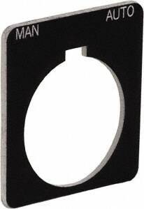 Schneider Electric - Square, Plastic Legend Plate - Manual-Auto - Black Background, White Letters, 1.22 Inch Hole Diameter, 1-3/4 Inch Square - All Tool & Supply