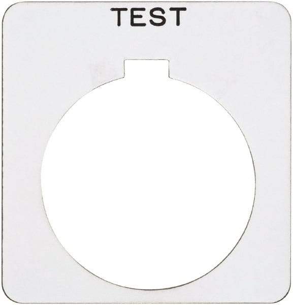 Schneider Electric - Square, Plastic Legend Plate - Test - White Background, Black Letters, 1.22 Inch Hole Diameter, 1-3/4 Inch Square - All Tool & Supply