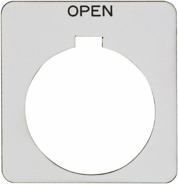 Schneider Electric - Square, Plastic Legend Plate - Open - White Background, Black Letters, 1.22 Inch Hole Diameter, 1-3/4 Inch Square - All Tool & Supply