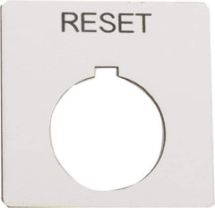 Schneider Electric - Square, Plastic Legend Plate - Reset - White Background, Black Letters, 1.2 Inch Hole Diameter, 2-1/4 Inch Square - All Tool & Supply