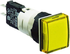 Schneider Electric - 12-24 VAC/VDC Yellow Lens LED Pilot Light - Square Lens, Quick Connect Connector, 18mm Wide, Vibration Resistant - All Tool & Supply