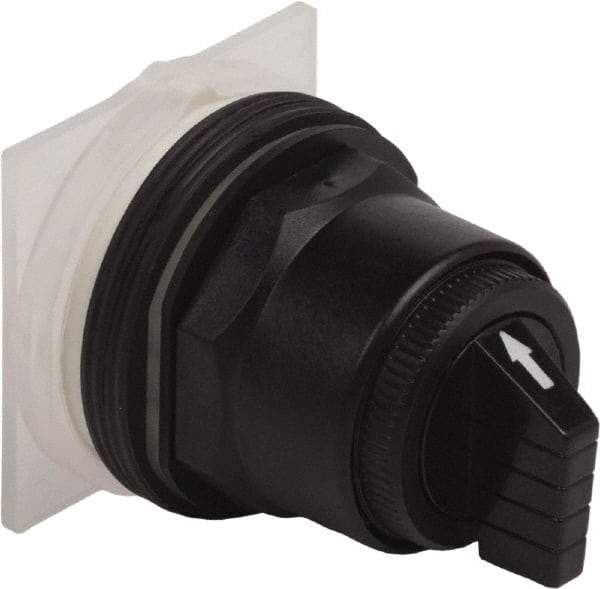 Schneider Electric - 1.18 Inch Mount Hole, 3 Position, Knob and Pushbutton Operated, Selector Switch Only - Black, Momentary (MO), without Contact Blocks, Anticorrosive, Weatherproof, Dust and Oil Resistant - All Tool & Supply