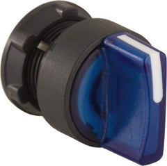 Schneider Electric - 22mm Mount Hole, 2 Position, Handle Operated, Selector Switch Only - Blue, Maintained (MA), Illuminated, Shock, Vibration and Water Resistant - All Tool & Supply