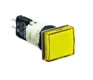 Schneider Electric - 12-24 VAC/VDC Yellow Lens LED Pilot Light - Rectangle Lens, Quick Connect Connector, 24mm Wide, Vibration Resistant - All Tool & Supply