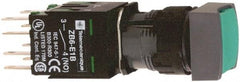 Schneider Electric - 16mm Mount Hole, Flush, Pushbutton Switch with Contact Block - Square, Green Pushbutton, Momentary (MO) - All Tool & Supply