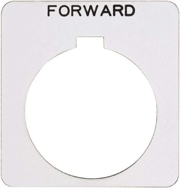 Schneider Electric - Square, Plastic Legend Plate - Forward - White Background, Black Letters, 1.22 Inch Hole Diameter, 1-3/4 Inch Square - All Tool & Supply